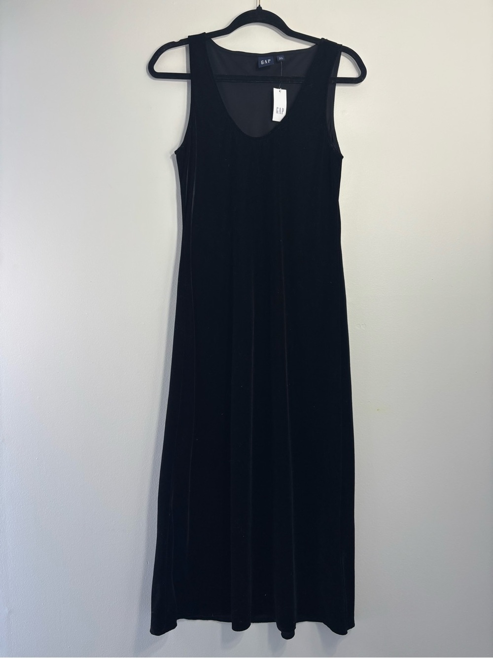 NWT GAP Black Velvet Sleeveless Midi/Maxi Dress